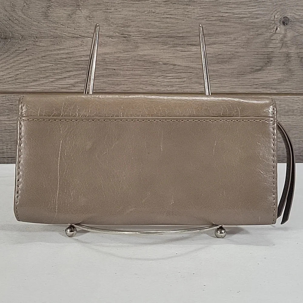 Hobo Elegant Taupe Leather Clutch Wallet